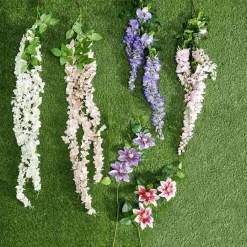Discount DecoWoerner Künstlicher Zweig Wisteria Laburnum, 140 Cm, Lila blau