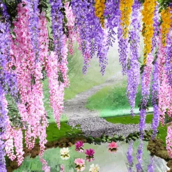 Discount DecoWoerner Künstlicher Zweig Wisteria Laburnum, 140 Cm, Lila blau
