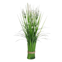 Sale DecoWoerner Künstliches Dekogras Mit en Blüten 48 Cm weiß