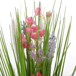 New DecoWoerner Künstliches Grasbündel Mit Pinken Blüten 48 Cm rosa