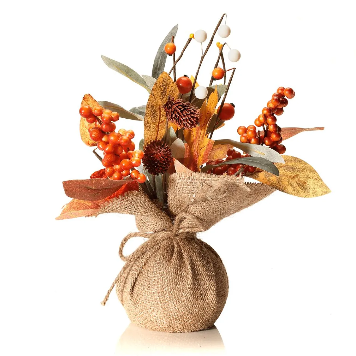 Online DecoWoerner Künstliches Herbst-Bündel Im Jutetopf 26 Cm -braun orange