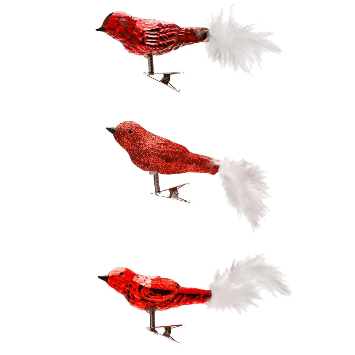 New DecoWoerner Künstliches Vogel Set 3 Stück rot