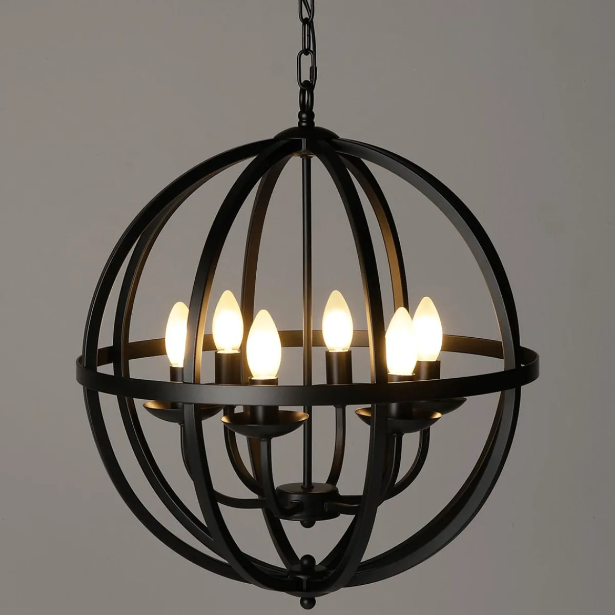 Sale DecoWoerner Kugelleuchter Metall , Mit Birnen Ø50cmx50cmH, schwarz