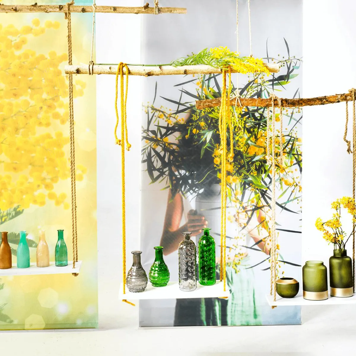 Clearance DecoWoerner Kunstblume Mimose 84 Cm gelb