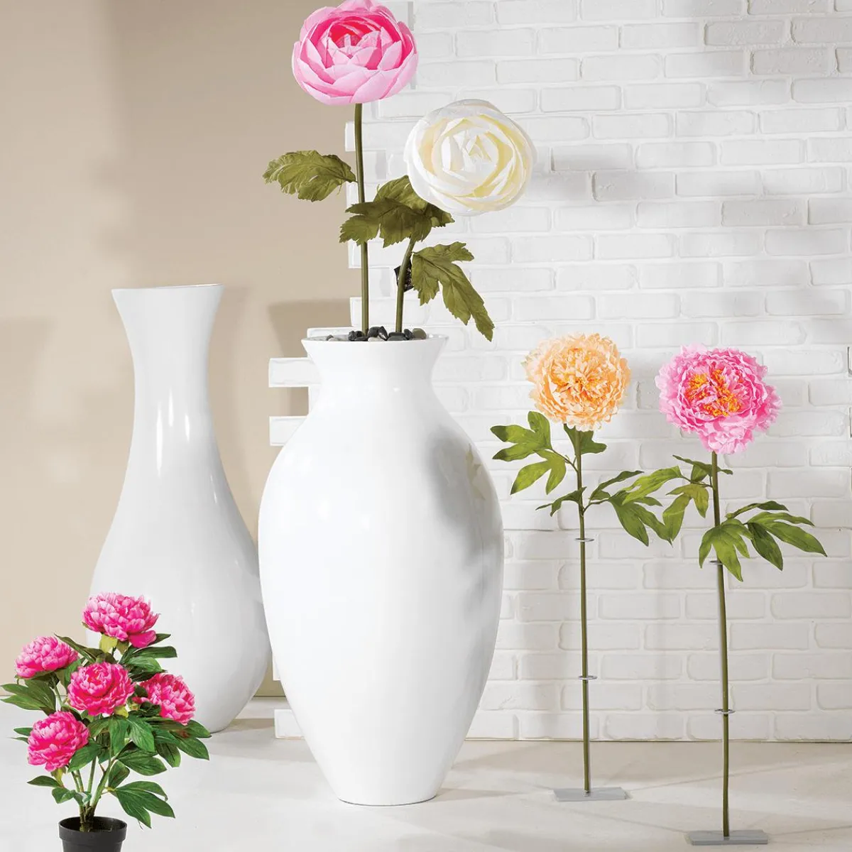 Outlet DecoWoerner Kunstblume Ranunkel , 105 Cm rosa