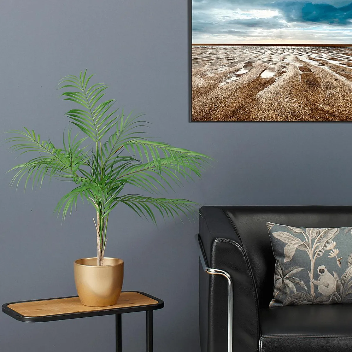 Discount DecoWoerner Kunstpalme Im Goldenen Topf 85 Cm grün