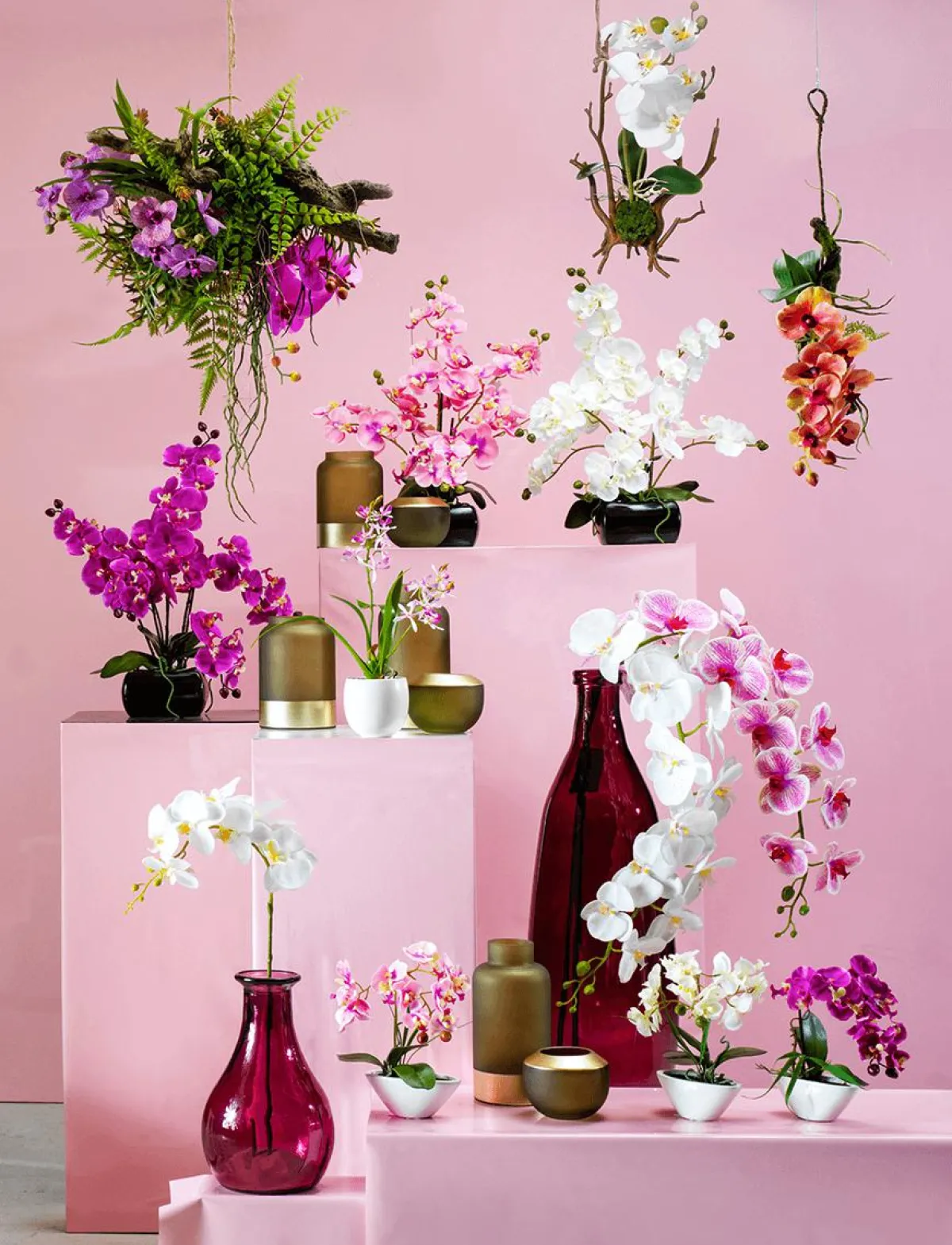 Sale DecoWoerner Kunstpflanze Orchidee In Schale , 40 Cm weiß