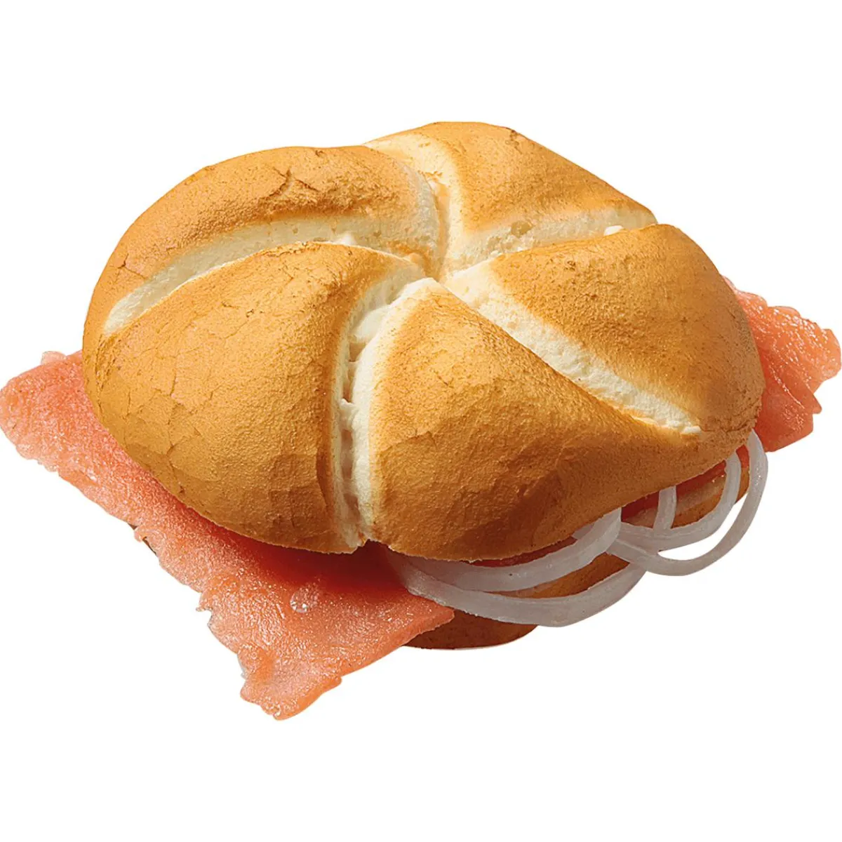 Hot DecoWoerner Lachs-Semmel Lebensmittel-Attrappe 13 Cm Beige