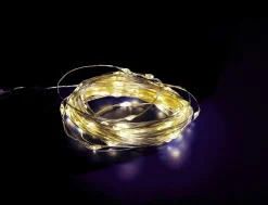 Best DecoWoerner LED Batterie-Draht-Lichterkette Für Außen, 10 M silber