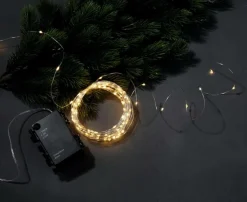Best DecoWoerner LED Batterie-Draht-Lichterkette Für Außen, 10 M silber