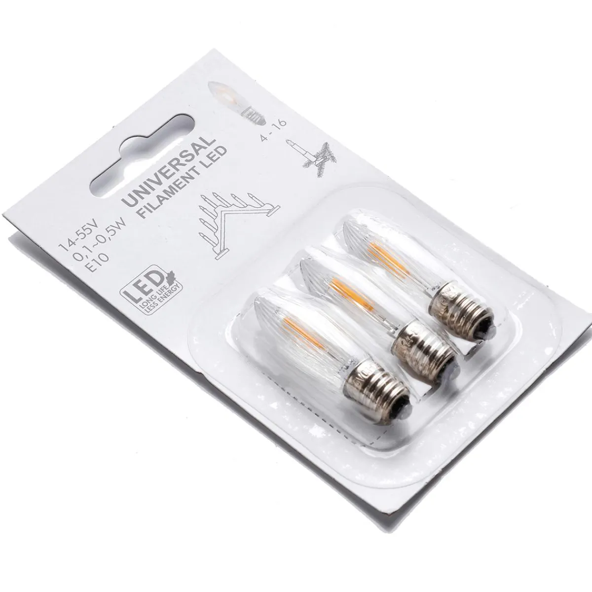 Hot DecoWoerner LED Ersatzleuchtmittel 3 Stück, E10 Warm Weiß transparent