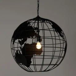 DecoWoerner LED Globus-Leuchter 60cmØ Matt, E27 LED Birne, 230V schwarz