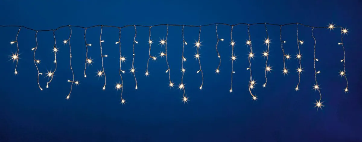 DecoWoerner LED Icicle-Light Für Außen, 200 Cm weiß