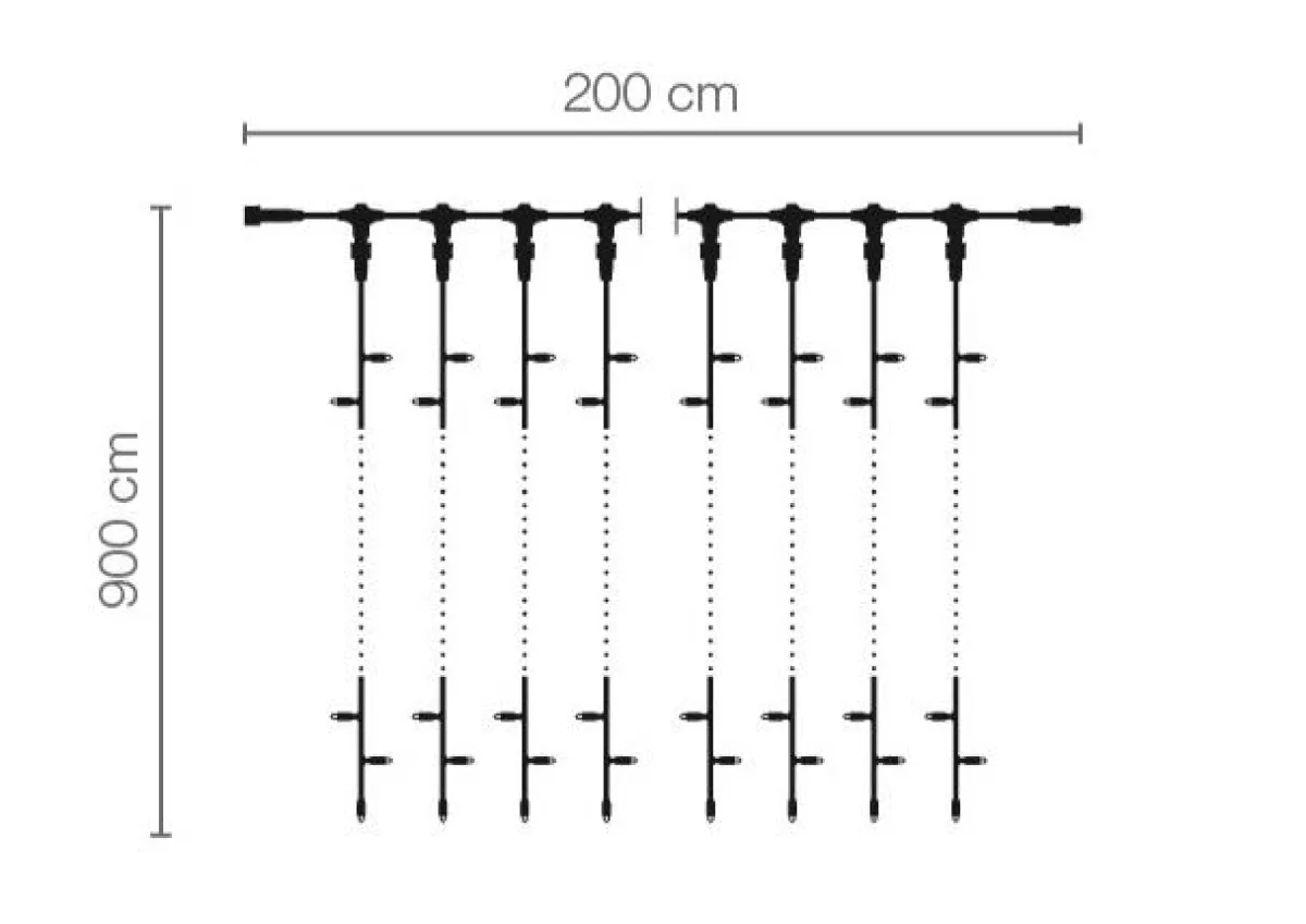 Sale DecoWoerner LED Profi Lichtvorhang System IP67, 900 Cm Ohne Zuleitung, Schwarz