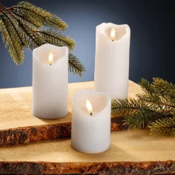 Clearance DecoWoerner LED Wachs-Kerzen-Set 3 Stück 7,5 Cm Ø, Höhe 15/12,5/10 Cm weiß