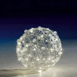 Discount DecoWoerner LED-Draht-Leuchtkugel 25 Cm Ø, silber