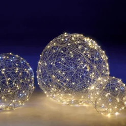 Clearance DecoWoerner LED-Draht-Leuchtkugel Blinkend 30 Cm Ø silber