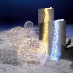 Best DecoWoerner LED-Draht-Leuchtkugel Blinkend 60 Cm Ø silber