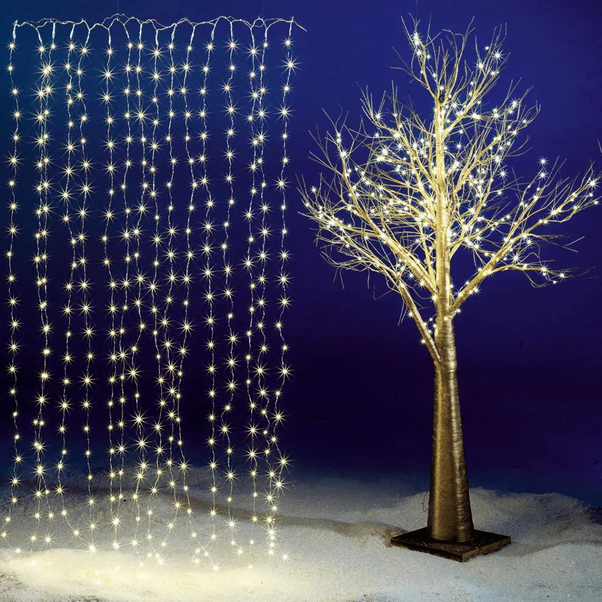 DecoWoerner LED-Draht-Lichtvorhang Für Außen, 150 Cm silber