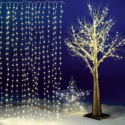 Discount DecoWoerner LED-Draht-Lichtvorhang Für Außen, 300 Cm silber