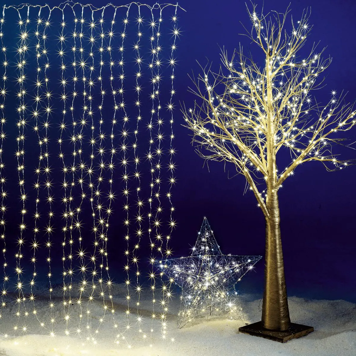 Discount DecoWoerner LED-Draht-Lichtvorhang Für Außen, 300 Cm silber