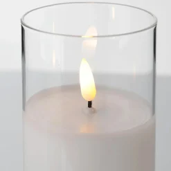 New DecoWoerner LED-Kerze Aus Wachs Im Transparenten Glas 7,5 X 12,5 Cm weiß
