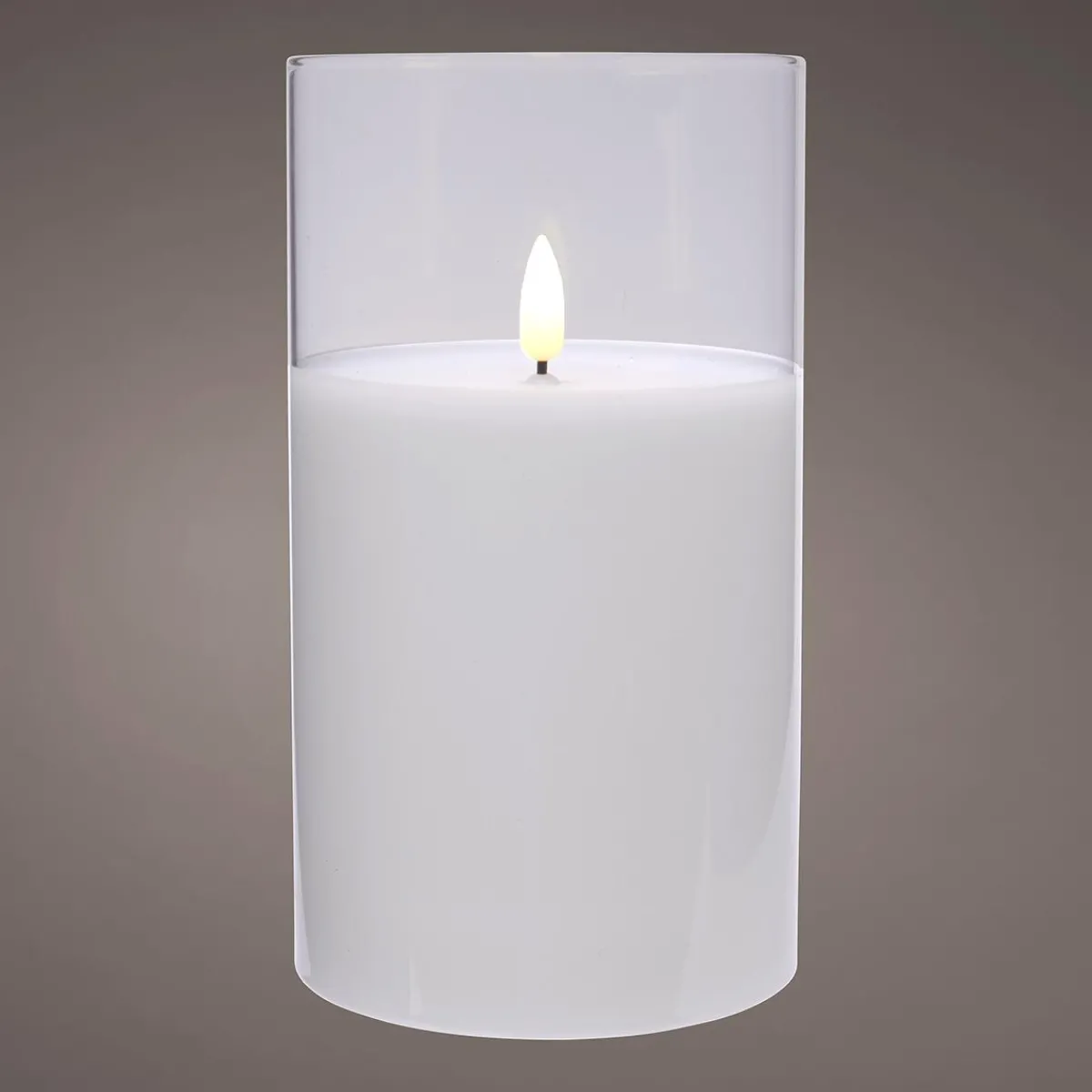 New DecoWoerner LED-Kerze Aus Wachs Im Transparenten Glas 7,5 X 12,5 Cm weiß