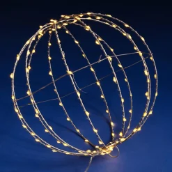 Outlet DecoWoerner LED-Leuchtkugel Für Außen, LED Warm - Weiß, 30 Cm Ø silber