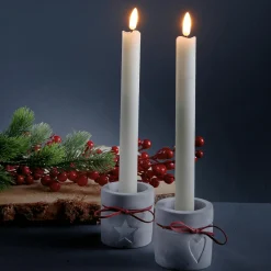 Discount DecoWoerner LED-Wachs Tafel-Kerzen 24,5 Cm, 2er Set weiß