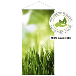 Outlet DecoWoerner Lichtechter Naturfaser-Stoffbanner "Frühlingsgras" Aus Baumwolle 100 X 200 Cm grün