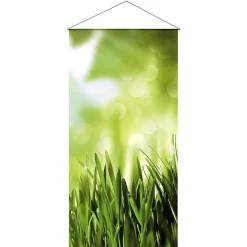 Outlet DecoWoerner Lichtechter Naturfaser-Stoffbanner "Frühlingsgras" Aus Baumwolle 100 X 200 Cm grün