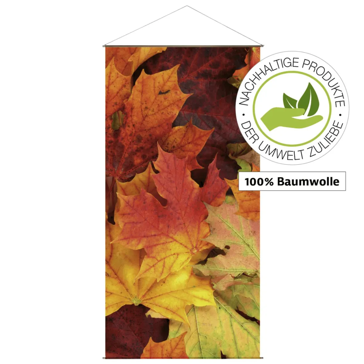 New DecoWoerner Lichtechter Naturfaser-Stoffbanner "Herbstblätter" Aus Baumwolle 100 X 200 Cm orange