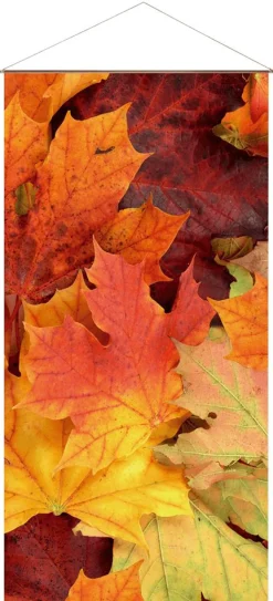 New DecoWoerner Lichtechter Naturfaser-Stoffbanner "Herbstblätter" Aus Baumwolle 100 X 200 Cm orange