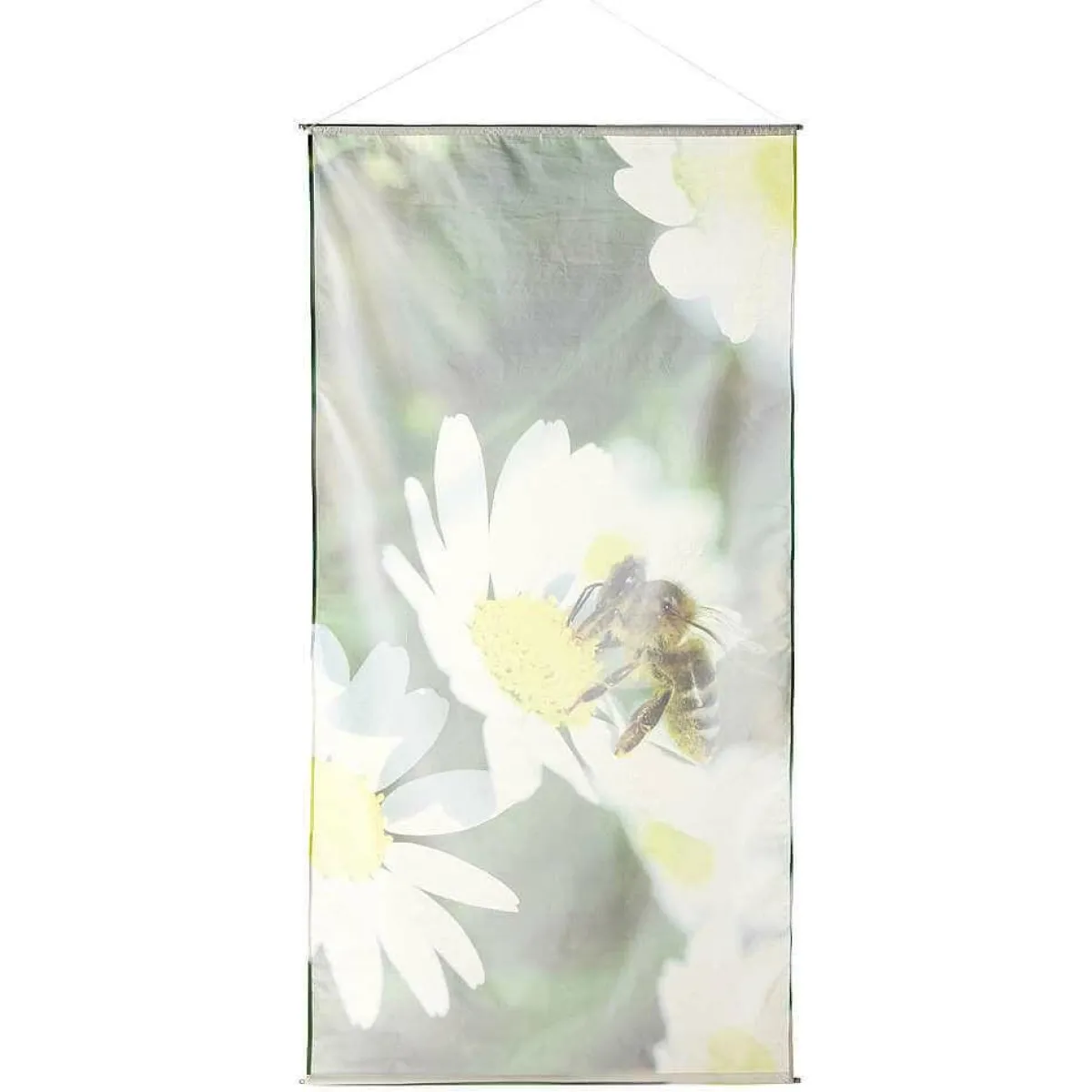 New DecoWoerner Lichtechter Naturfaser-Stoffbanner "Biene" Aus Baumwolle 100 X 200 Cm grün