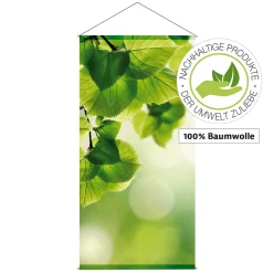 Sale DecoWoerner Lichtechter Naturfaser-Stoffbanner "Birkenblätter" Aus Baumwolle 100 X 200 Cm grün