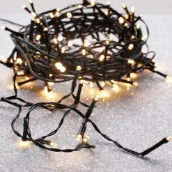 New DecoWoerner Lichterkette Grün 9 M, 120 LED Warm-weiß IP44