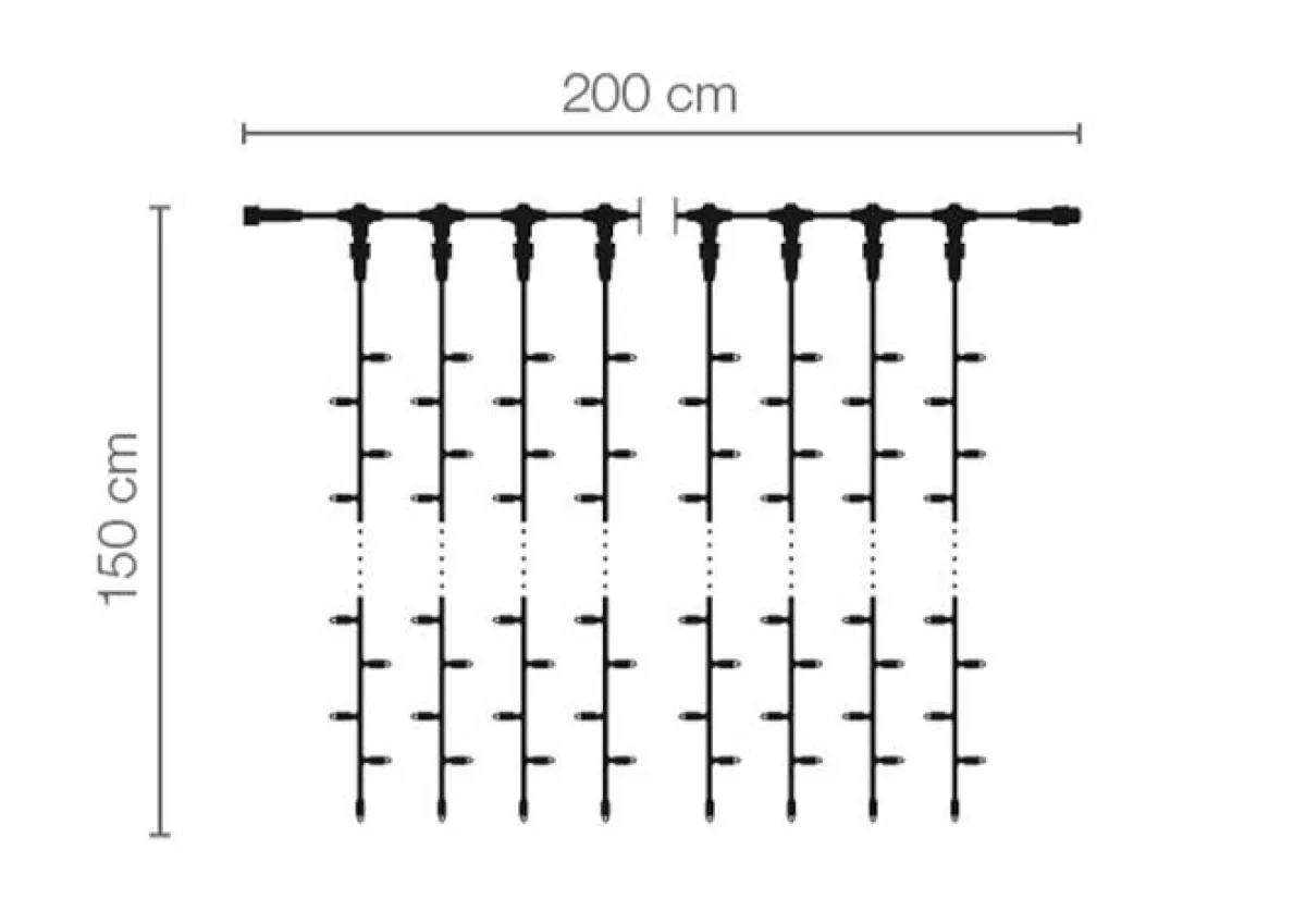 Hot DecoWoerner Lichtvorhang 200 X 80 Cm 160LED IP44, Schwarz
