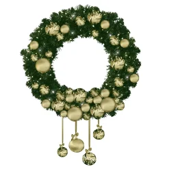 Sale DecoWoerner Luvi Kranz Mit enen Kugeln Und LEDs 200 Cm Ø gold