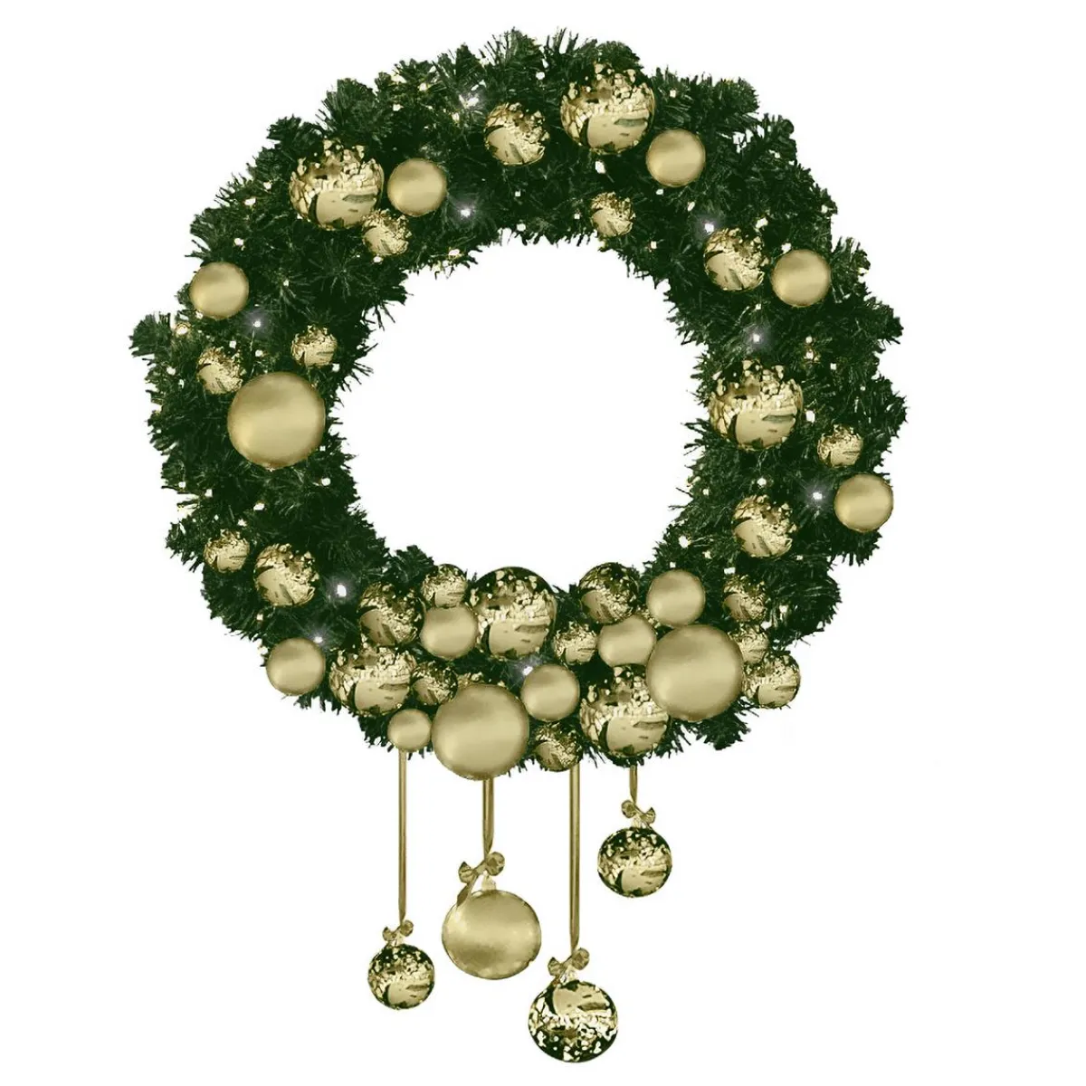 Sale DecoWoerner Luvi Kranz Mit enen Kugeln Und LEDs 200 Cm Ø gold
