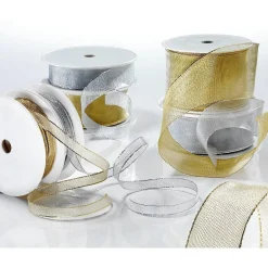 Best DecoWoerner Metallic-Netzband, 40 Mm Breit 25 M silber