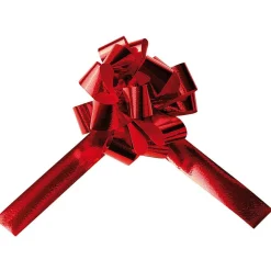 Clearance DecoWoerner Metallic-Ziehschleifen, 10 Cm Ø, , 50 Stück rot