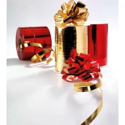 Clearance DecoWoerner Metallic-Ziehschleifen, 10 Cm Ø, , 50 Stück rot