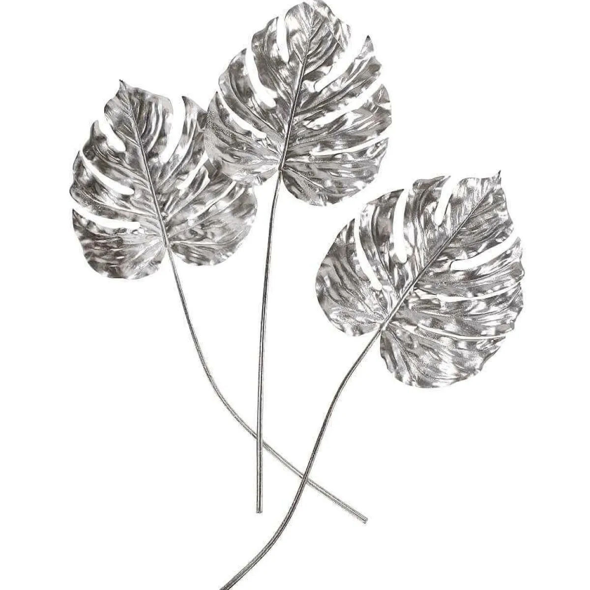 Hot DecoWoerner Monstera-Kunstblätter 70 Cm 3 Stück silber