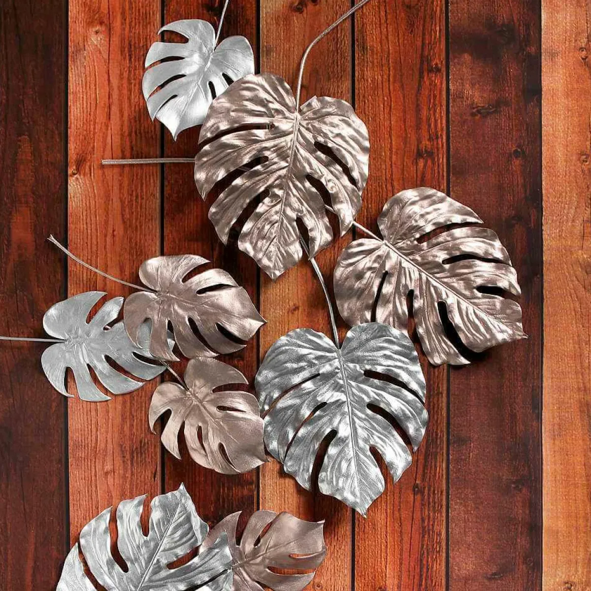 Hot DecoWoerner Monstera-Kunstblätter 70 Cm 3 Stück silber