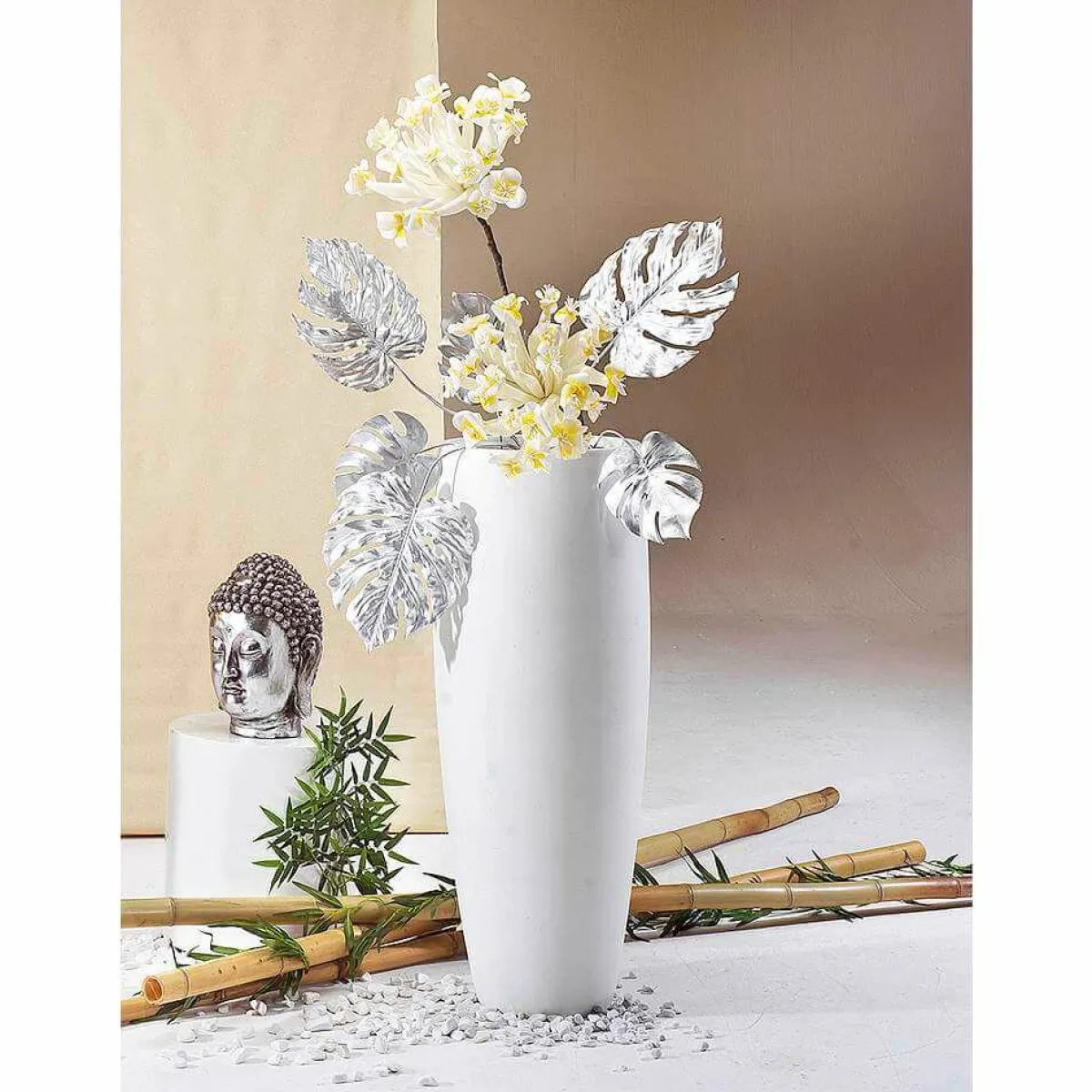 Hot DecoWoerner Monstera-Kunstblätter 70 Cm 3 Stück silber