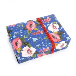 Best DecoWoerner Nachhaltiges, es Geschenkpapier Mit Blumen Und Libellen – 50 M Geschenkpapier-Rolle blau