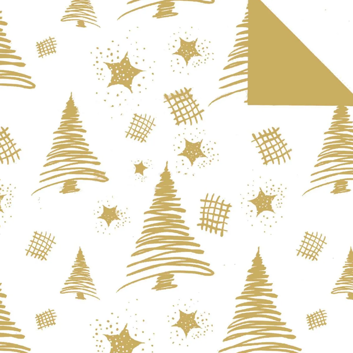 New DecoWoerner Nachhaltiges, Doppelseitiges Weihnachts-Geschenkpapier Mit Tannenbäumen & Sternen In – 50 M Geschenkpapier-Rolle gold