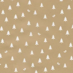 DecoWoerner Nachhaltiges, enes Weihnachts-Geschenkpapier Mit Weißen Tannenbäumen – 50 M Geschenkpapier-Rolle gold
