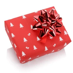 Discount DecoWoerner Nachhaltiges, es Weihnachts-Geschenkpapier Mit Weißen Tannenbäumen – 50 M Geschenkpapier-Rolle rot