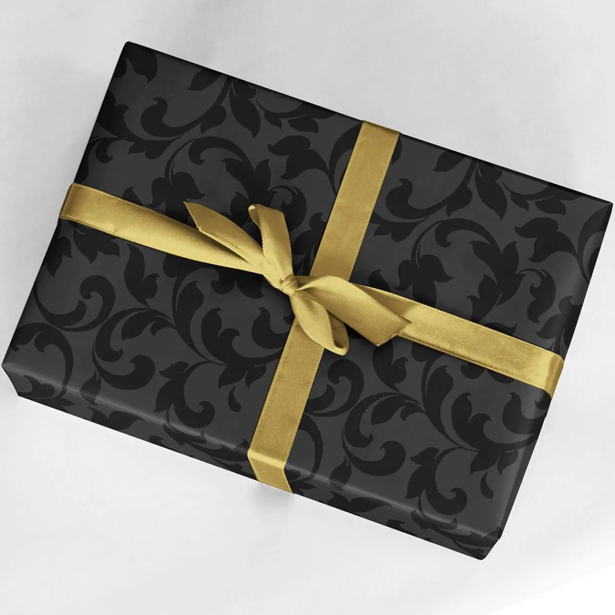 Online DecoWoerner Nachhaltiges, es Geschenkpapier Mit Glänzendem Rankenmuster – 50 M Geschenkpapier-Rolle schwarz